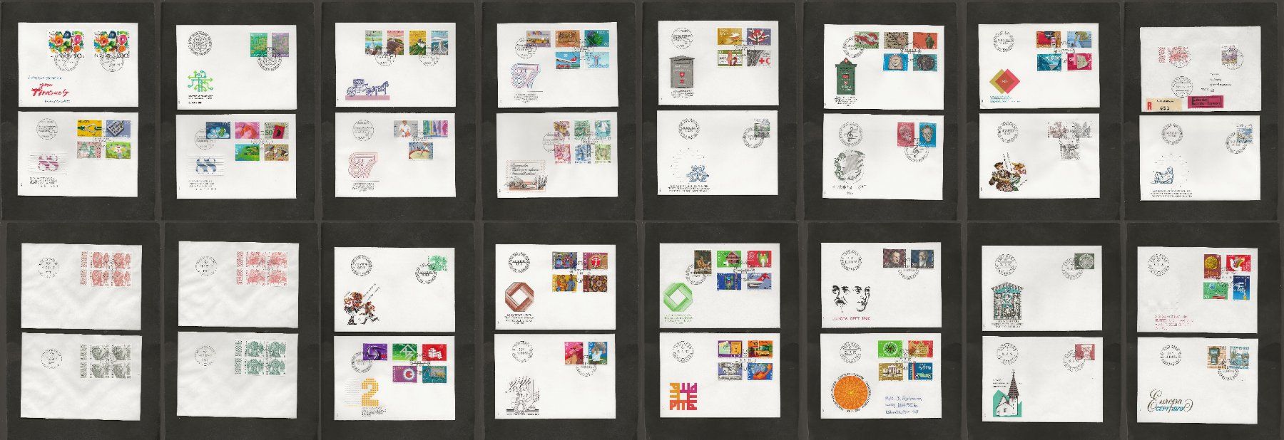 Alle Briefmarken: Schweiz 32 FDC 1979 bis 1988 – Gebraucht aus Au ZH von xelagreb01