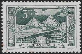 Nr. 129 * Mythen 3fr. blaugrün SBK 500.- selten  ab 1.-