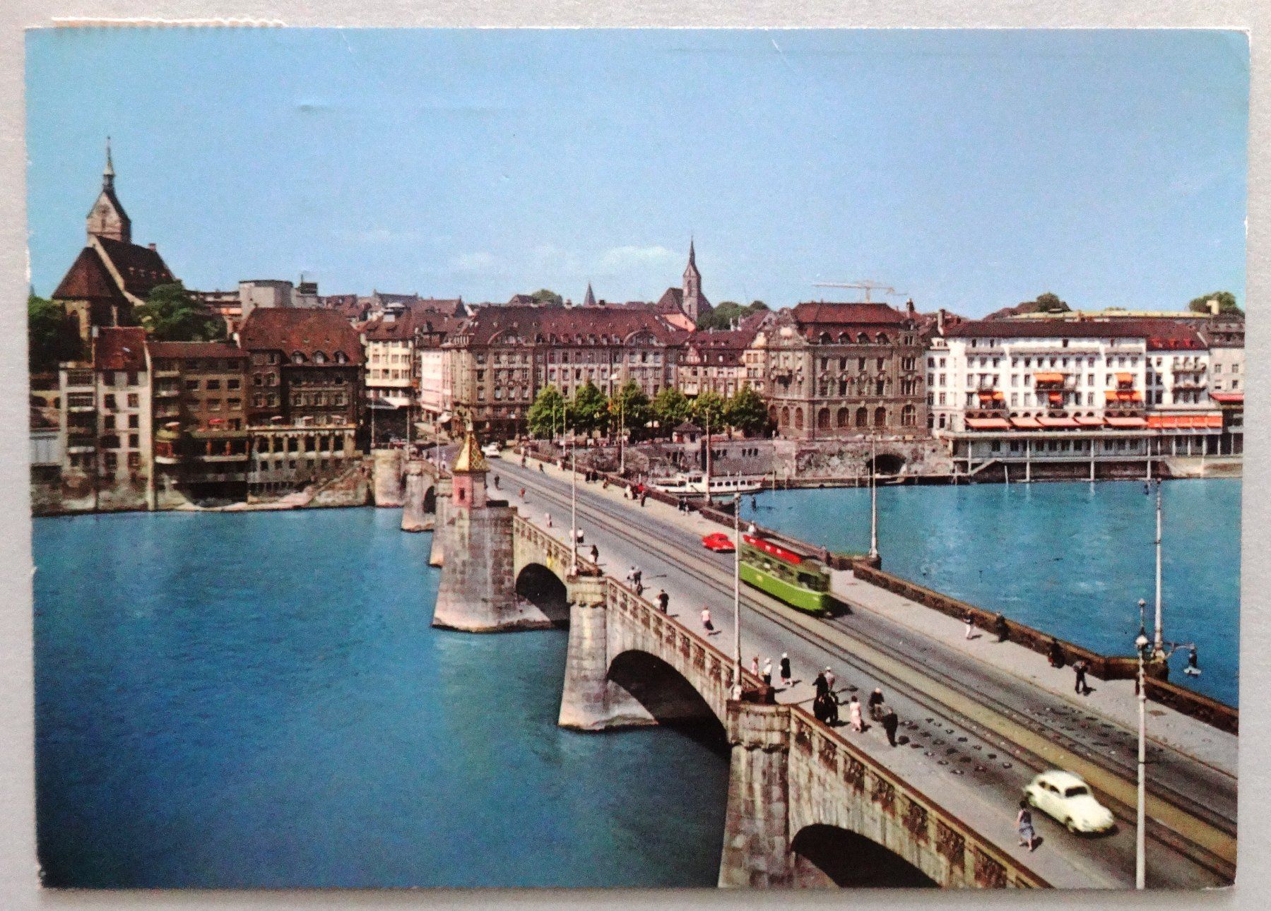 Ansichtskarten: Basel, Mittlere Rheinbrücke – Gebraucht aus Fétigny von Billy2miny