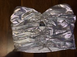 Glänzendes Silber Top - Grösse M