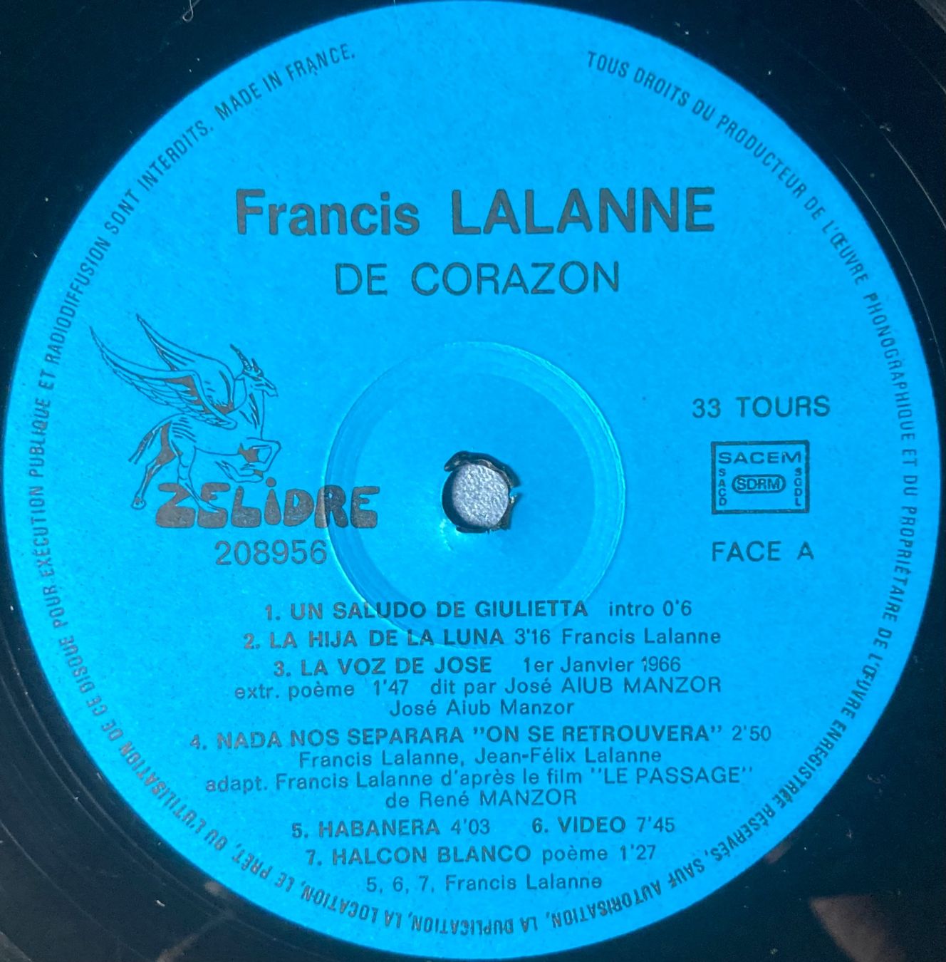 Dischi in vinile: FRANCIS LALANNE - DE CORRAZÓN – Usato da Poliez-Pittet venduto da Newtown-Records 3