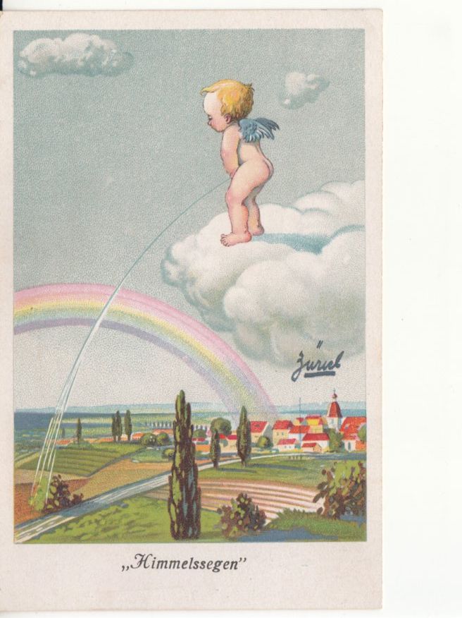 Cartoline postali: Kitschkarte Himmelssegen ca. 1930 – Usato da Bürglen TG venduto da StampGraf