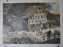 Schulwandbild Alte Mühle Reinhold Kündig 1946