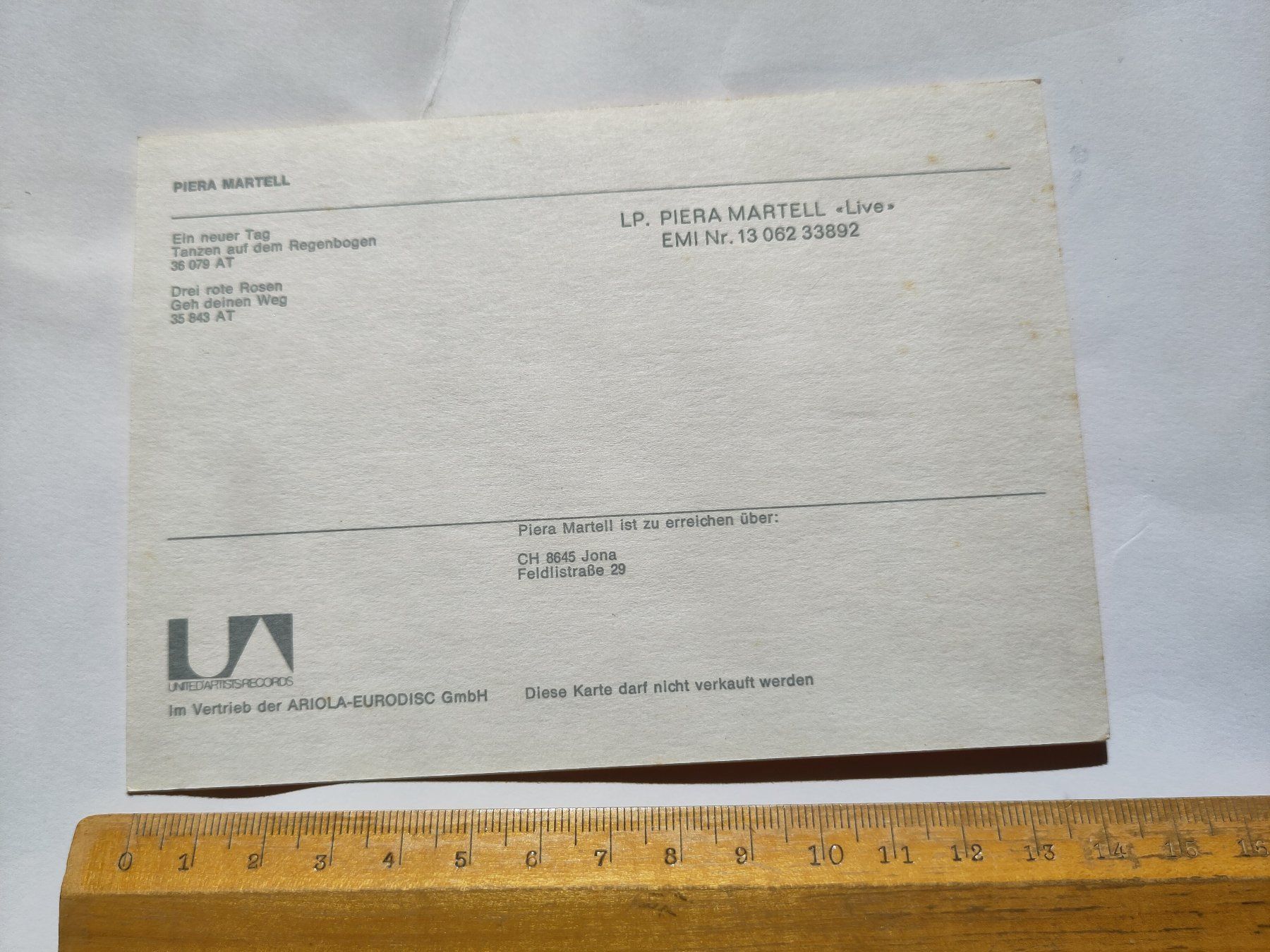 Autographes: Piera Martell – D'occasion à Schaffhausen par RolfMeister 1