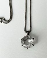 Silber Halskette mit grossem, klarem Anhänger ✨
