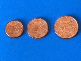 France - 1, 2, and 5 Euro Cents - 2025, 2026
