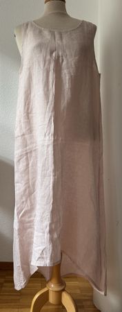 Tunique asymétrique en lin rose poudré Made in Italy, T.OS