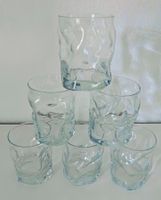 6 Gläser Glas transparent zerknitterte Optik