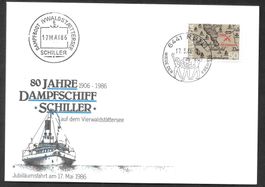 Schiffsbrief 80 Jahre Dampfschiff Schiller Rütli 17.5.1986