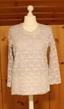 Bluse Spitze BENELUXE weiss - lila Gr. M
