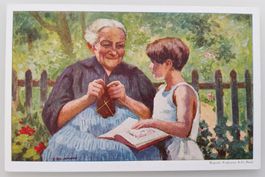 Bundesfeierpostkarte Nr.47II - 1928 -Grossmutter mit Mädchen