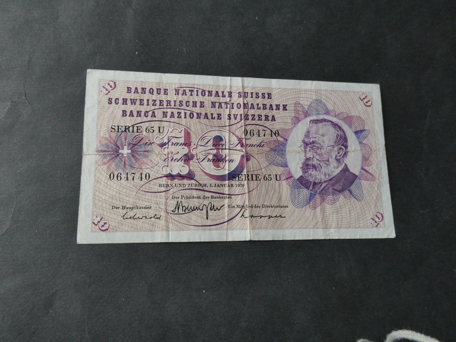 Banconote: Schweiz 1970, 10 Franken – Usato da Hinterforst venduto da Rohusri