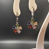 Ohrringe Silber 925 Rhodinirt Bunt Topas Blumen – Schmuck -