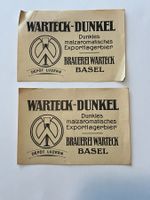 2 Flaschenetiketten Warteck Dunkel Depot Luzern, Rarität