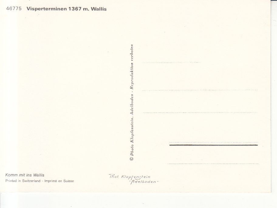 Cartoline postali: Visperterminen ca. 1970 – Usato da Bürglen TG venduto da StampGraf 1