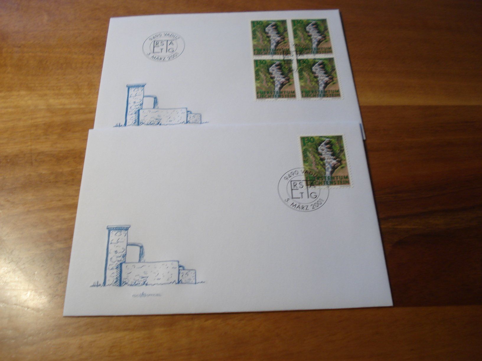 Alle Briefmarken: Liechtenstein 2001, Fliessgewässer, Einzel + 4erbl – Gebraucht aus Niederwil AG von morostahu 1