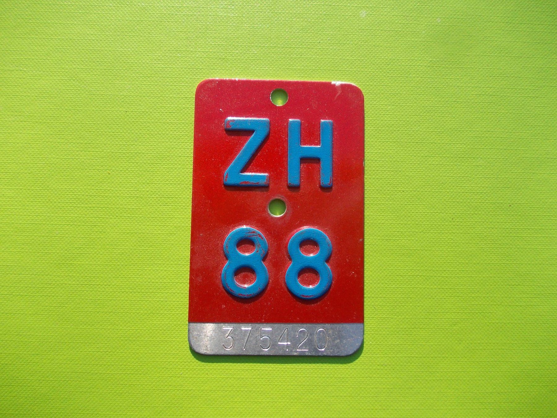 Insegne: Velonummer / Fahrradnummer ZH 88 – Usato da Gsteigwiler venduto da HORMIGA21