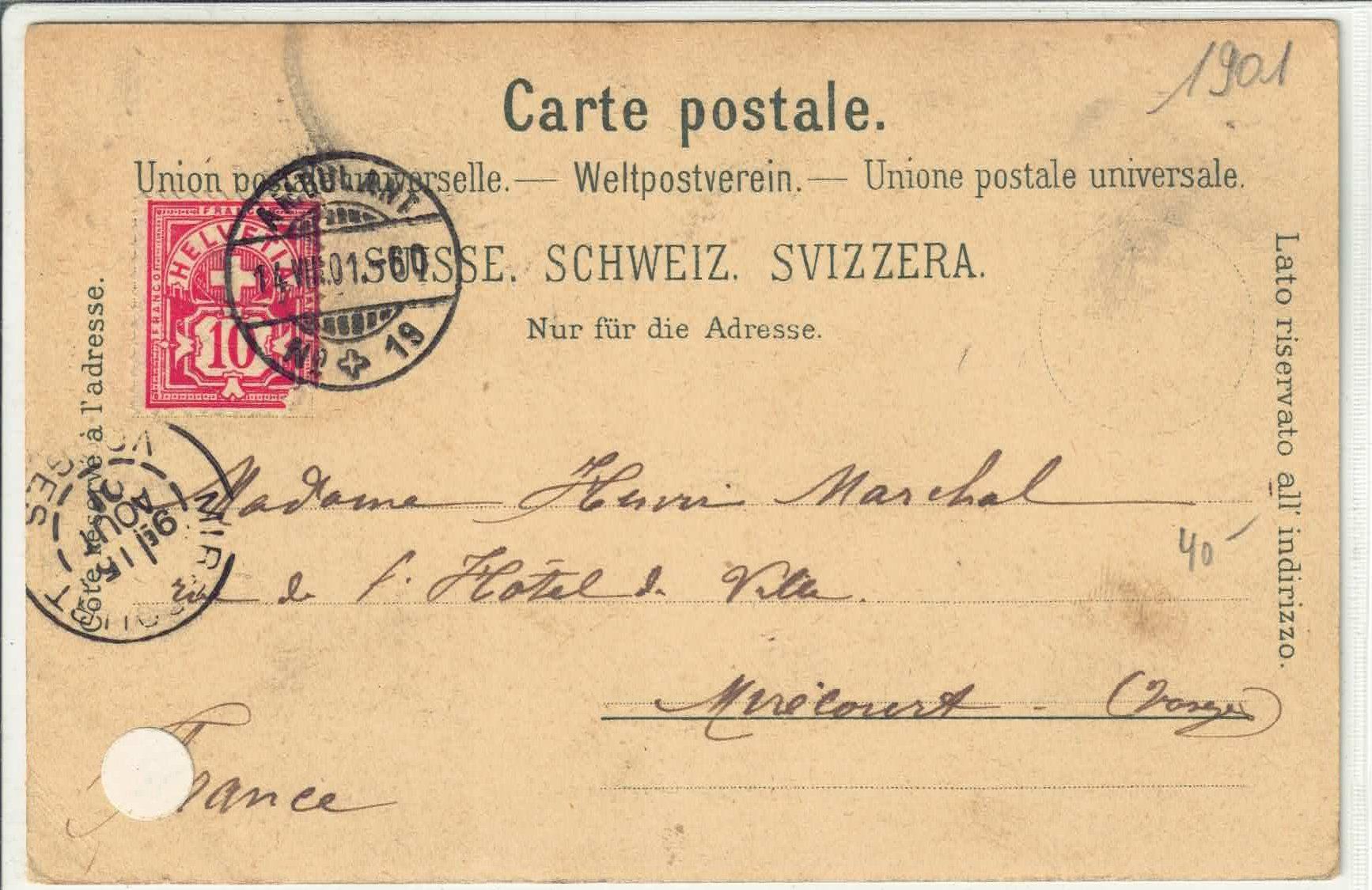 Cartoline postali: Gruss aus Luzern - Mondschein-Litho – Usato da Ettingen venduto da Kartenplanet 1