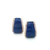 LAPISLAZULI OHRCLIPS MIT DIAMANTEN IN 750 GELBGOLD