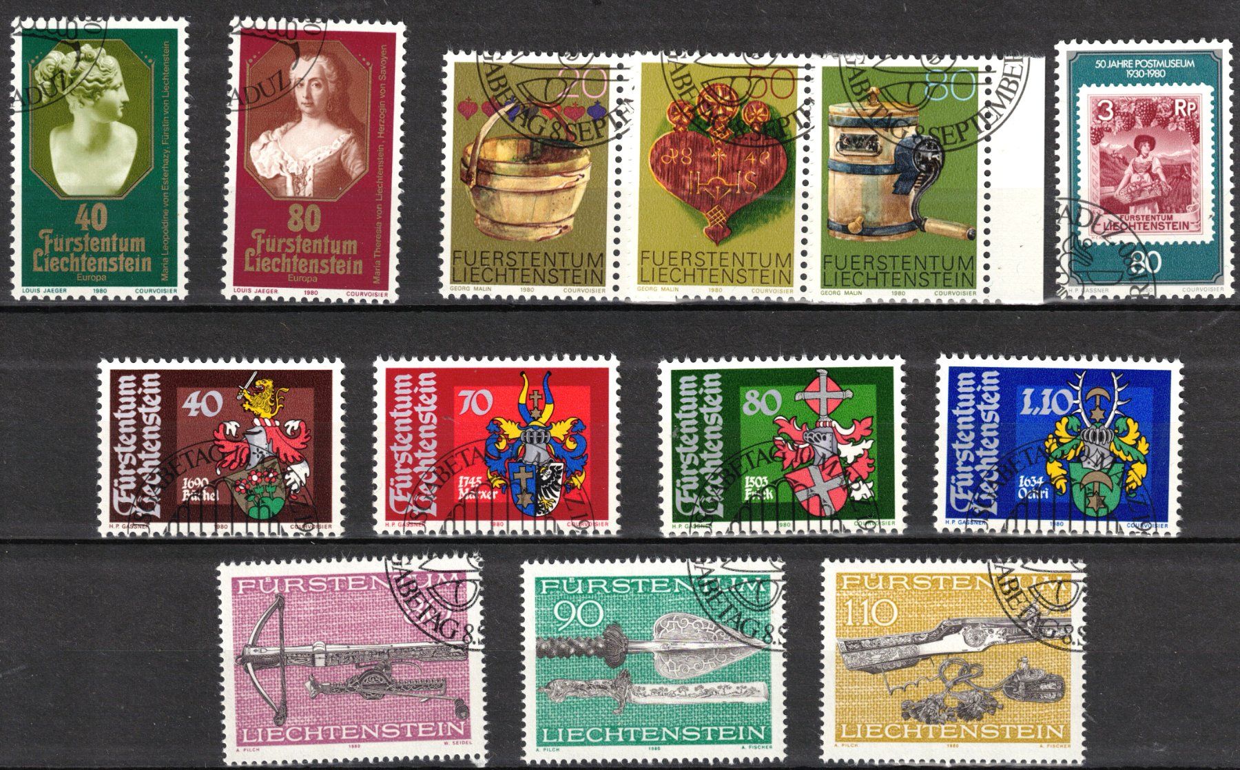 Alle Briefmarken: 1980  Serie  LI  Einzelmarken   gestempelt Ersttag – Gebraucht aus Mellingen von Ginger