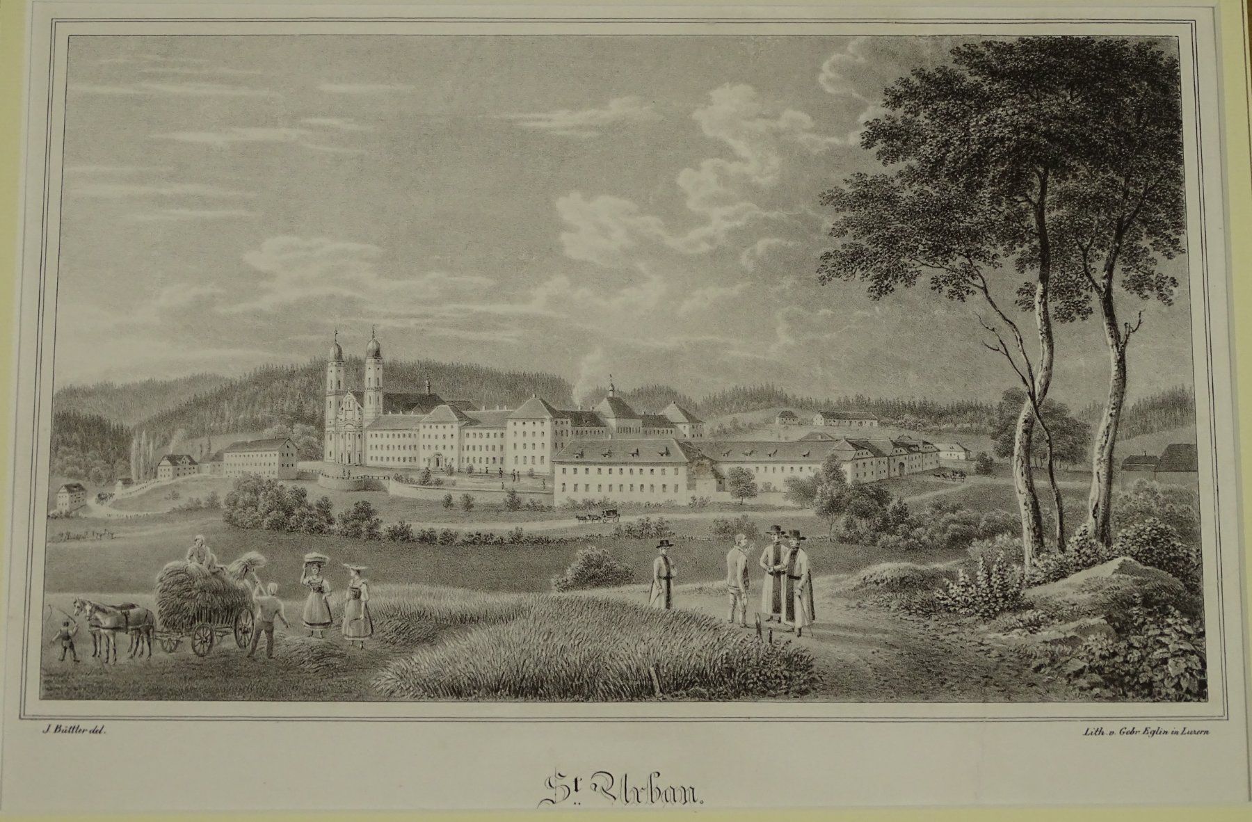 Incisioni: KLOSTER ST. URBAN, LITHOGRAPHIE UM 1850 – Usato da Grüningen venduto da Kartensammler 1