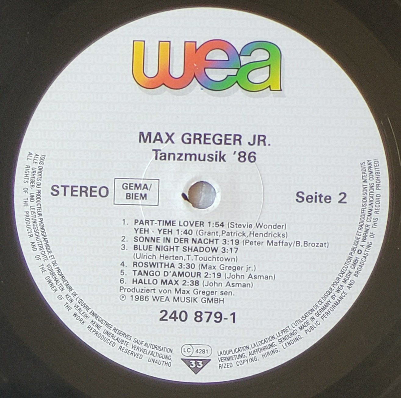 Schallplatten: Max Greger Jr. – Tanzmusik '86 – Gebraucht aus Zürich von Avd 5