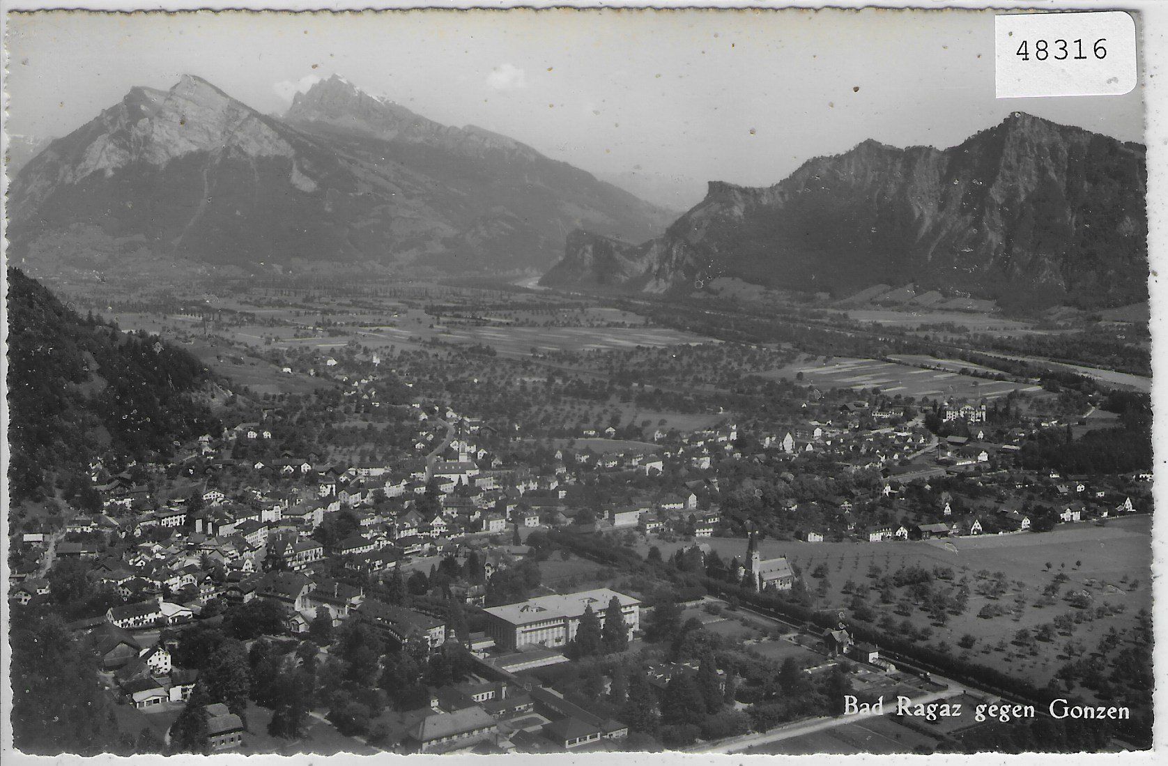 Ansichtskarten: Bad Ragaz gegen Gonzen – Gebraucht aus Ettingen von Kartenplanet