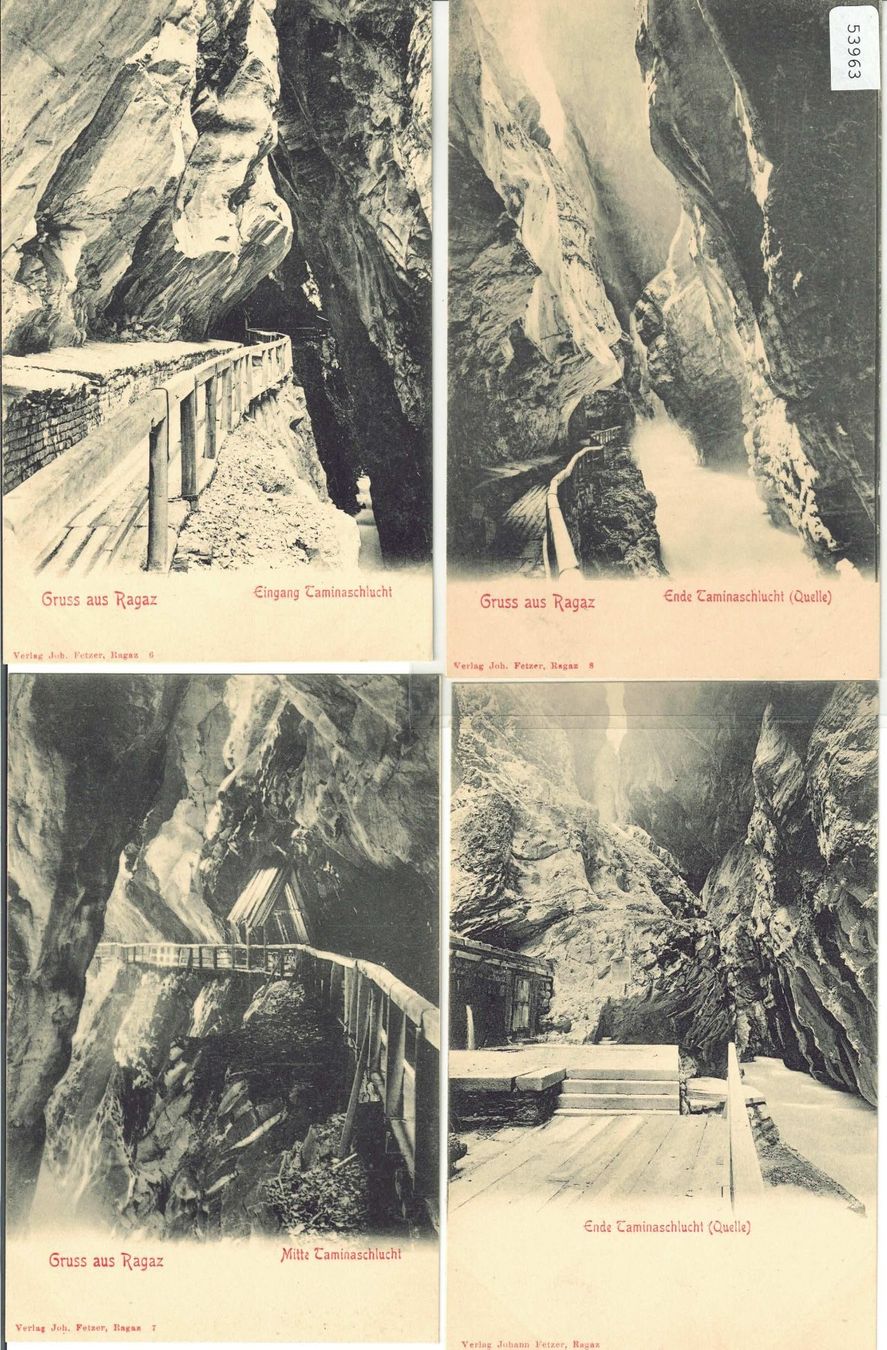 Cartoline postali: 4 AK - Tamina-Schlucht – Usato da Ettingen venduto da Kartenplanet