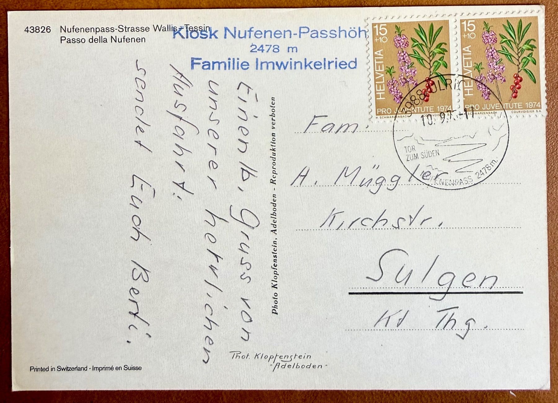 Ansichtskarten: Nufenenpass - Strasse - Post car 1970 – Gebraucht aus Lutry von Ediego 2