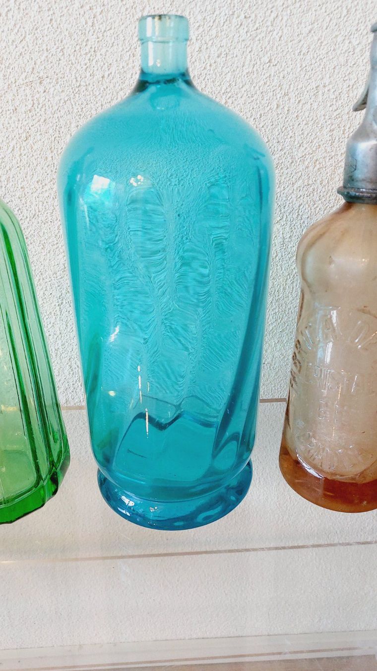 Bottiglie: Vintage Siphonflasche blau grün  St. Moritz – Difettoso da Zürich venduto da VreniUndFranz 4