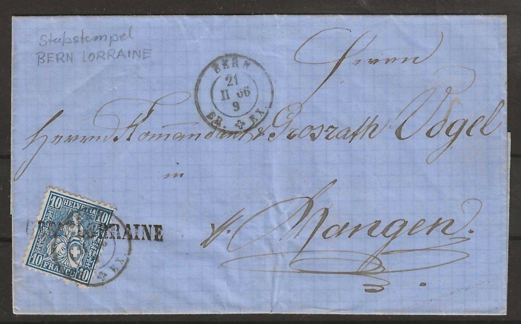 Tutti i francobolli: 1866 : Brief mit Stabstempel Bern - Lorraine – Usato da Gümligen venduto da Geniusbuy