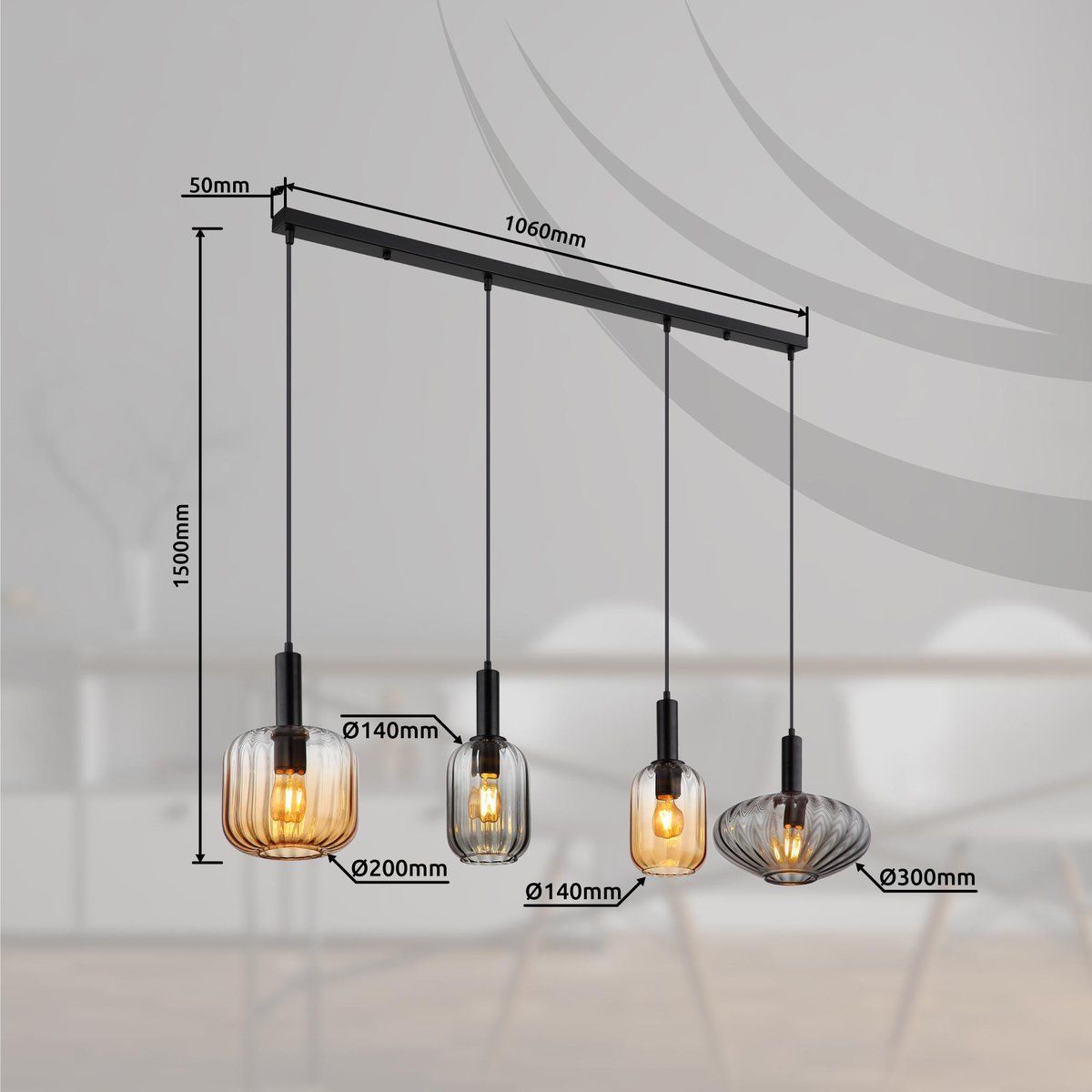 Lampadari & plafoniere: Pendelleuchte, Glas, 127 cm x 30 cm – Nuovo (secondo la descrizione) da Kreuzlingen venduto da Smart-Light 2