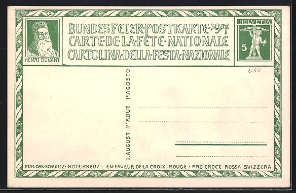 Cartes postales: Schweiz, Bundesfeier 1917, Mann hilft ei – D'occasion à Berlin par bartko-reher 1