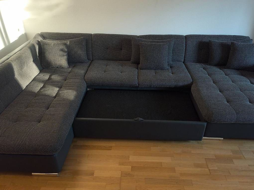 Divani: Mirjan24 NIKO U-Sofa, Schlaffunktion, schwarz/grau – Usato da Greifensee venduto da ProNett 2