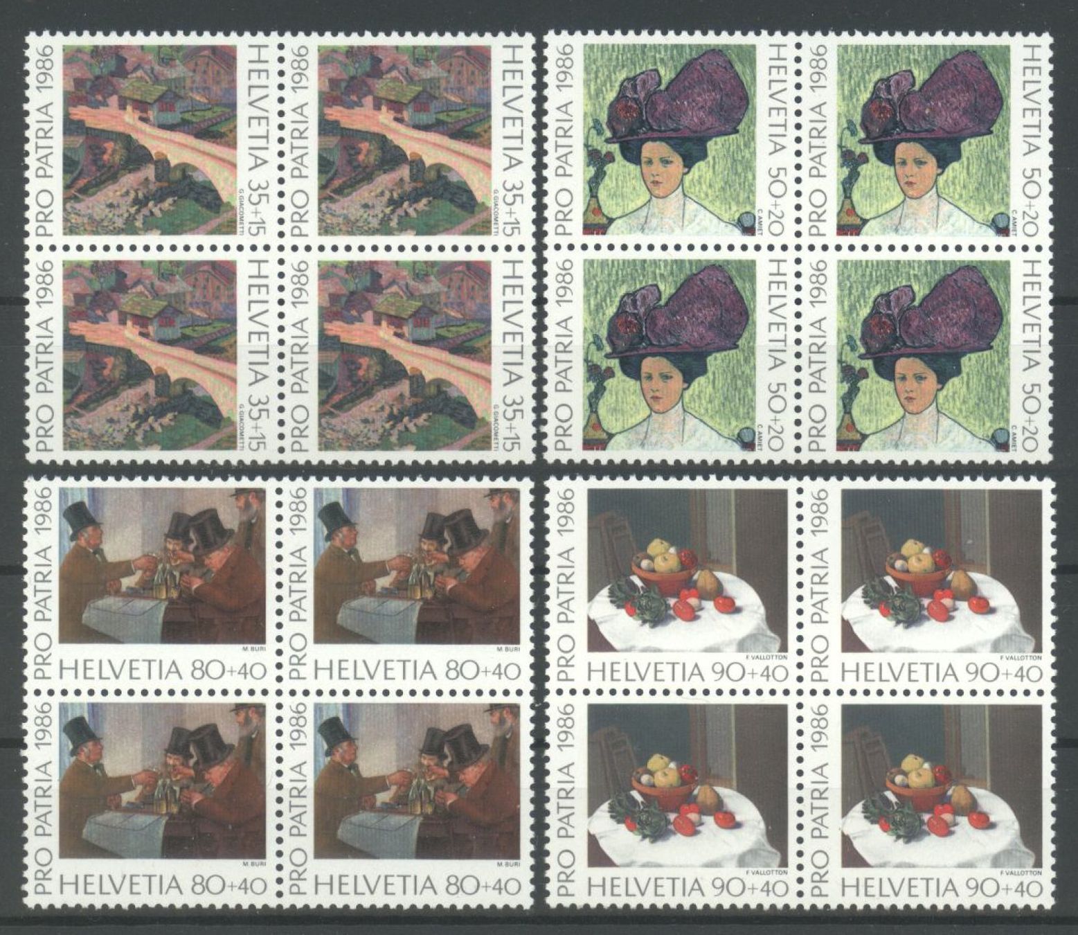 Tous les timbres: 1986, Pro Patria, Viererblöcke ** – D'occasion à Willisau par Vollstempel