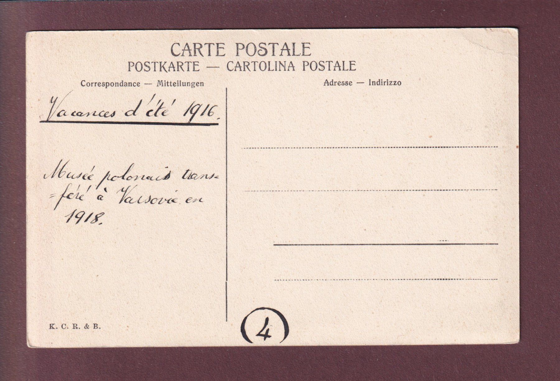Cartoline postali: RAPPERSWIL - Polnisches Nationaldenkmal - 1916 – Usato da Pully venduto da nicecards 1