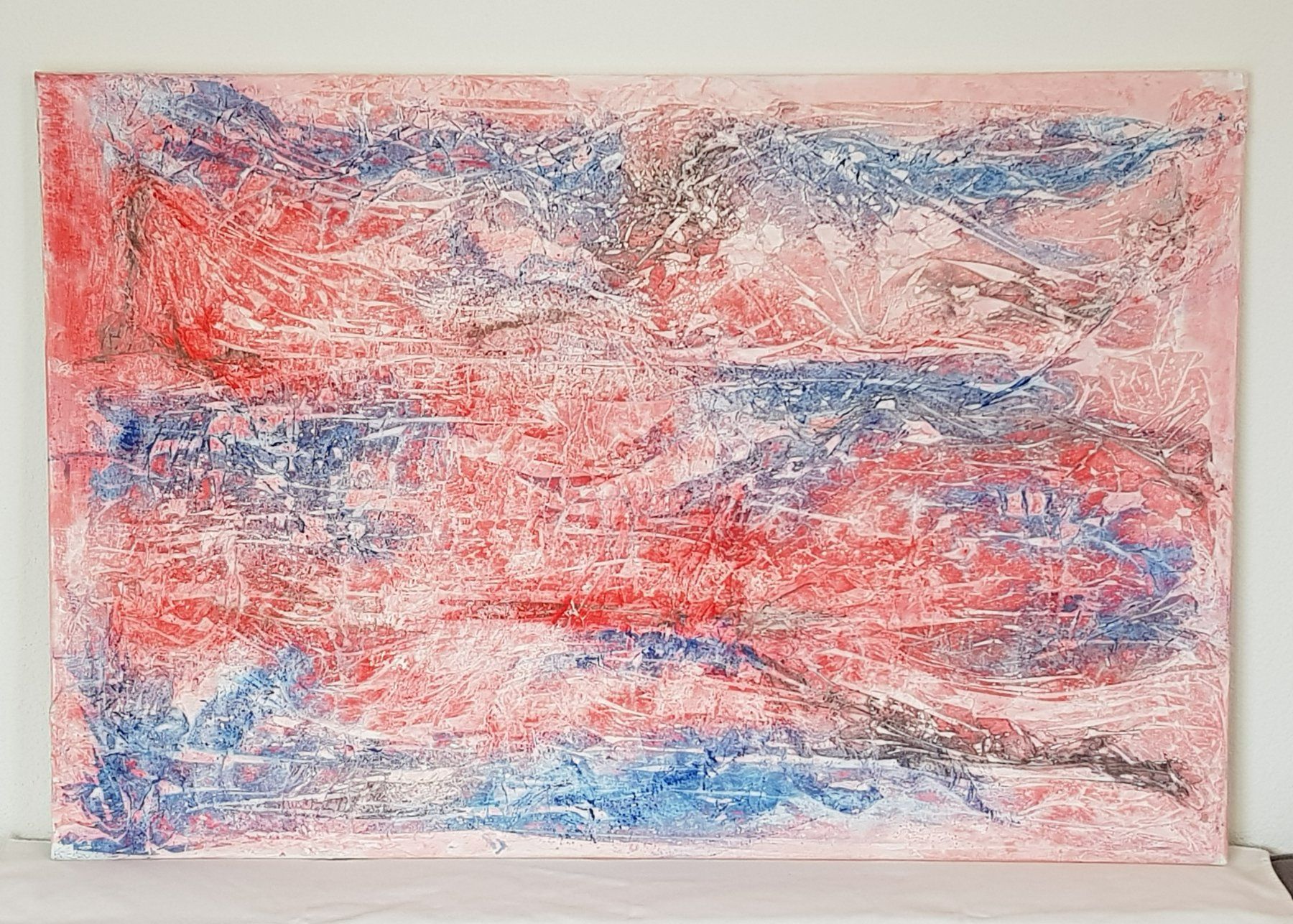 Gemälde: Acryl-Bild auf Leinwand in Rot-Blau – Gebraucht aus Oetwil a.d. Limmat von grisilisi 1