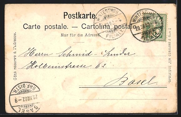Cartoline postali: Winterthur, Ortsansicht und Schulhaus Ge – Usato da Berlin venduto da bartko-reher 1