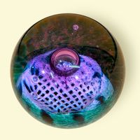 Vintage Art Glass Paperweight with Intricate Design