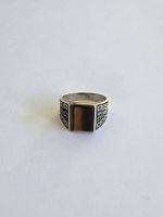 Bague en argent, Oeil de Tigre taille 63