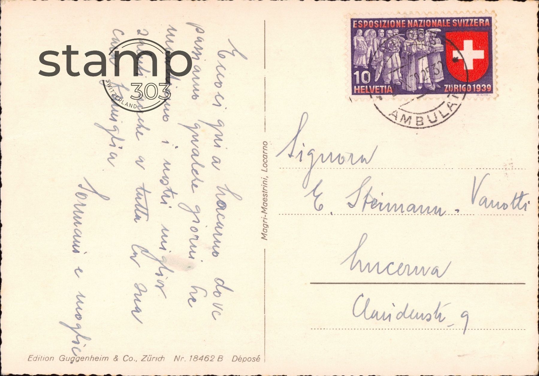 Cartoline postali: 1939 AK Locarno _ Piazza Grande – Usato da Eggersriet venduto da stamp303 1