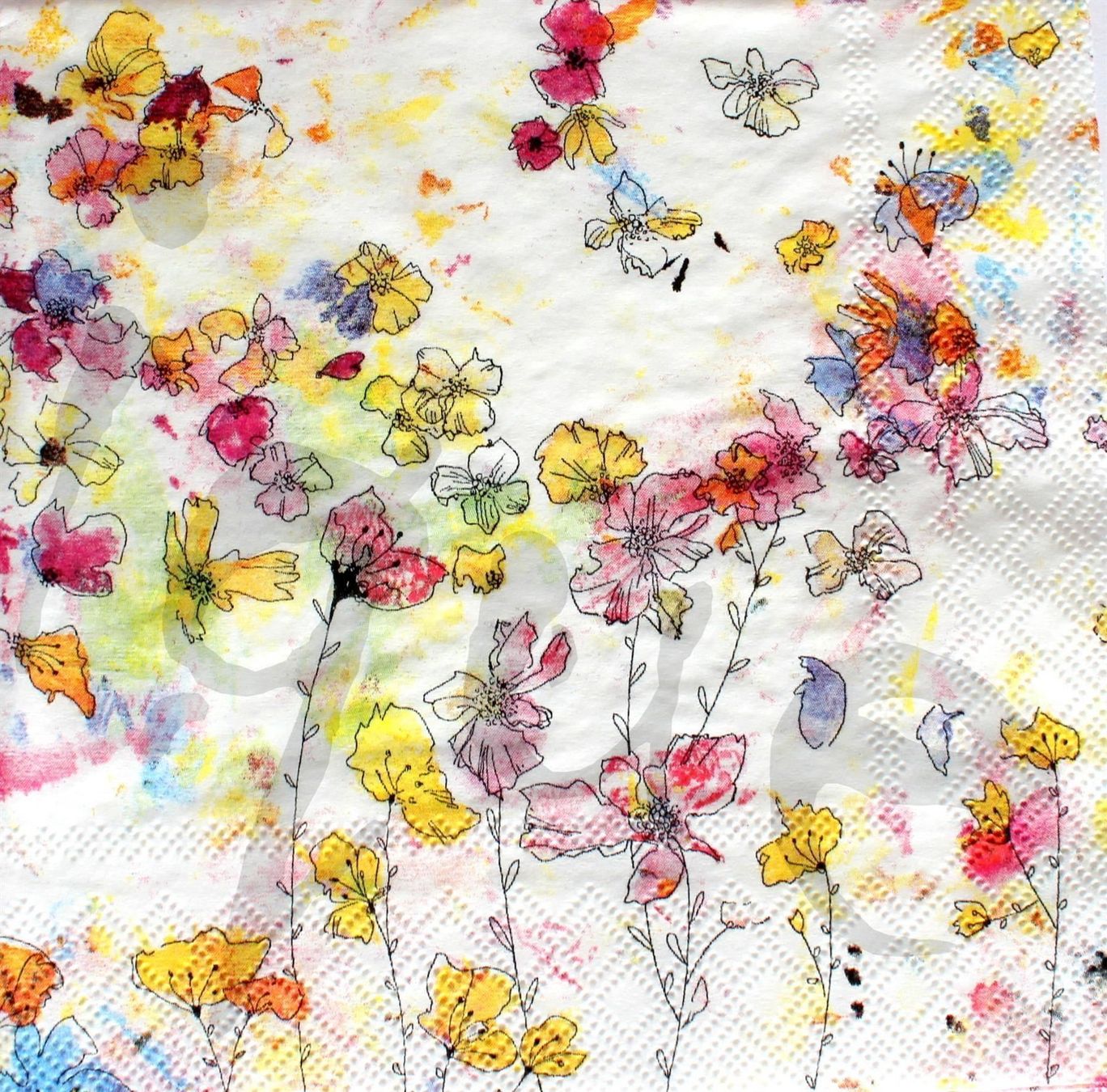 Tovaglioli: Serviette splatter floral (b269) 2Stk. – Nuovo (secondo la descrizione) da Schlatt TG venduto da kreativ-atelier