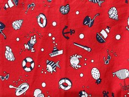 1.50 m Stoff Baumwolle Kindermotive Wasser Baden Sommer rot