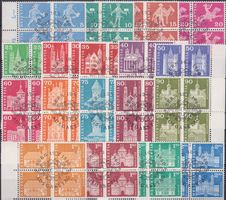 1960, Nr.355-372 Viererblöcke mit ET-Stempel Kat: 300.-