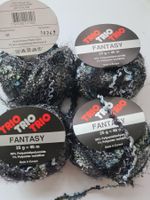 4 Knäuel Trio Fantasy Wolle schwarz blau Silber Glitzer