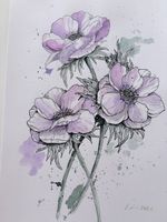 Gemälde Anemonen Aquarell 2026