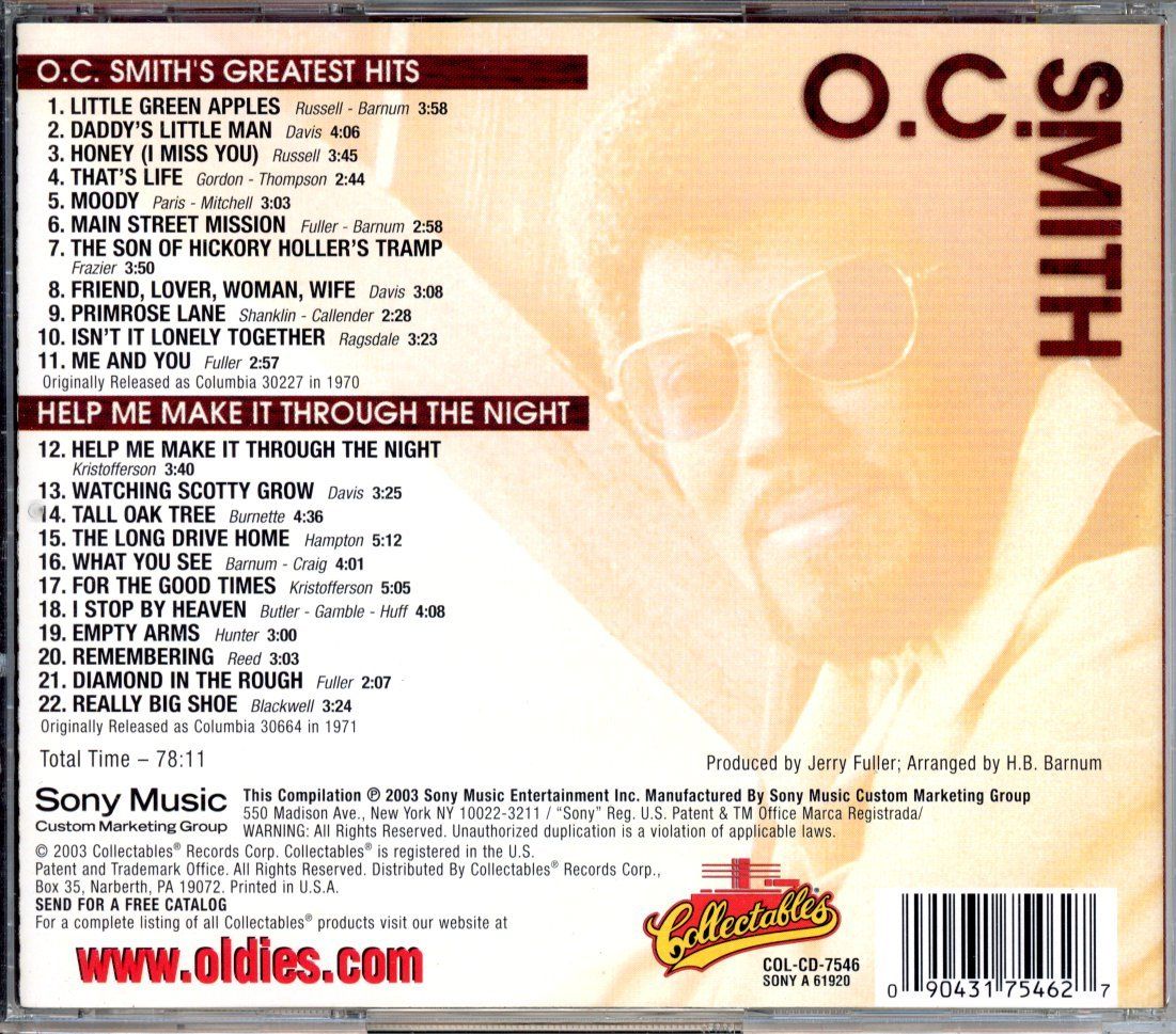 CD: CD - O. C. SMITH Greatest Hits & Help Me Make It Through ... – Nuovo (secondo la descrizione) da Morges venduto da evnocha3 1