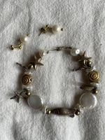 Perlmutt Armband Maritim, 925 Silber, Silber 24K vergoldet