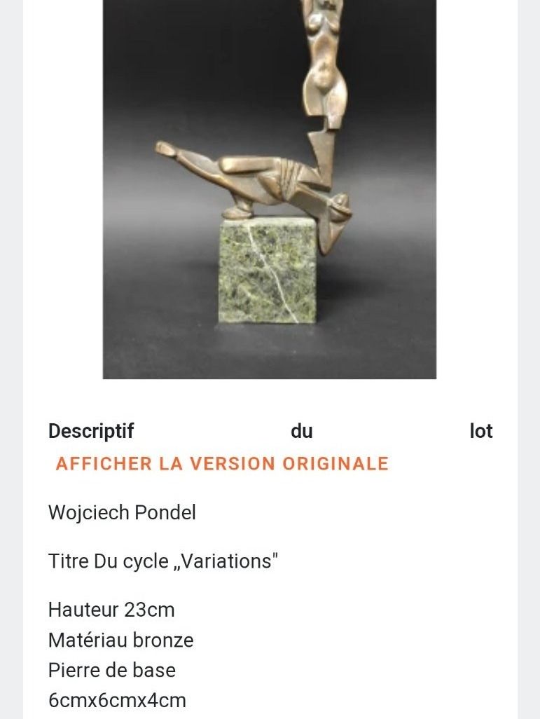 Sculture & Statue: Variations, sculpture de Wojtek Pondel, signée, bronze – Nuovo e nell'imballaggio originale da Genève venduto da mar_2kgm 9