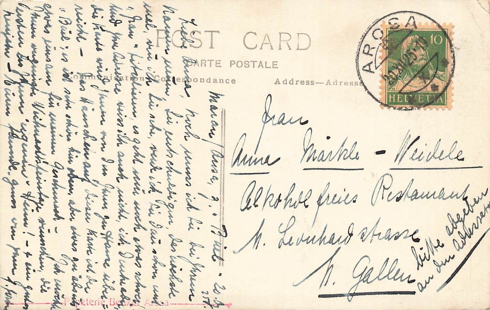 Cartoline postali: Arosa – Usato da Biasca venduto da Blenio71 1